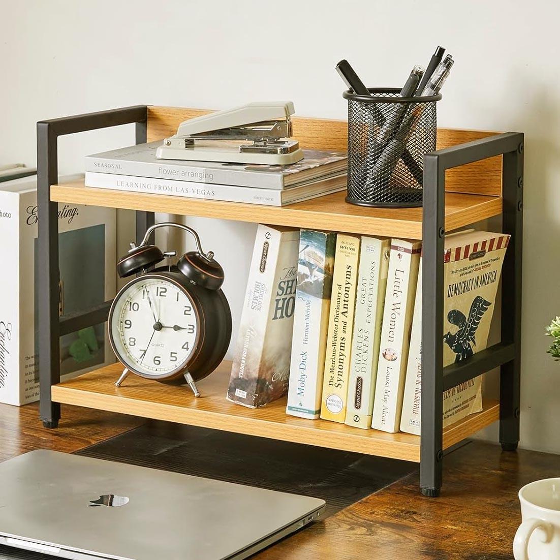 Полка книжная настольная из дерева Морена Венге/Карри (КПА-03261203)