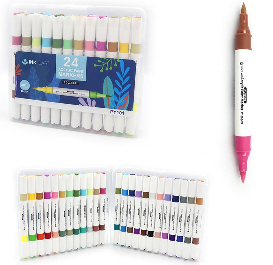 Набор двухсторонних акриловых скетчмаркеров Beifa 24 шт. 48 цветов - фото 2 Набор двухсторонних акриловых скетчмаркеров Beifa 24 шт. 48 цветов - фото 2