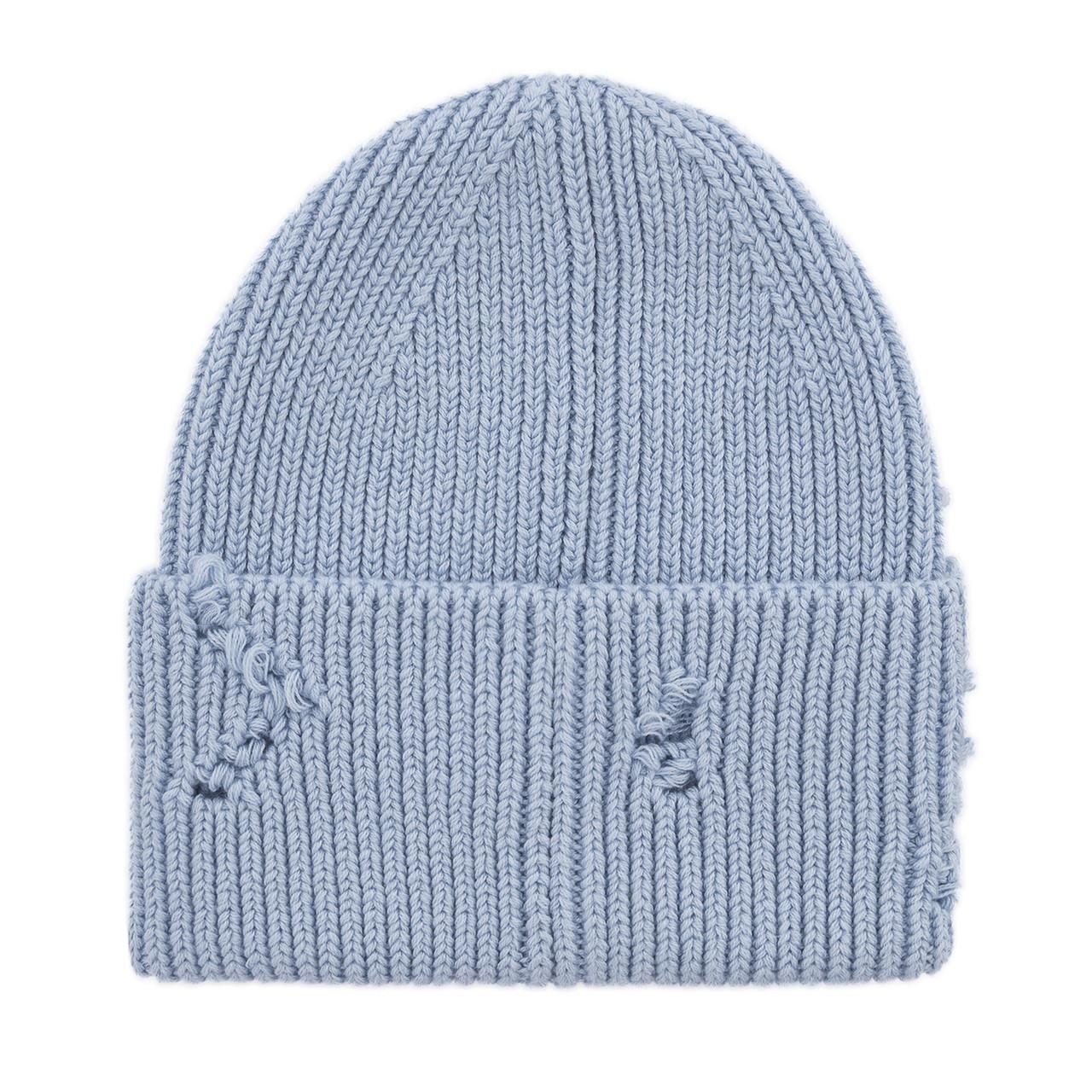 Шапка жіноча Malisa БРУНО без підкладки рвана з емблемою на відвороті one size Світло-блакитний (253771) - фото 3