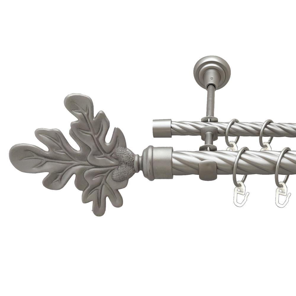 Карниз металлический Orvit Листок Дуба двухрядный открытый/скрученная труба/кольцо металлическое Сатин 25/16 мм 300 см (00-00023555)