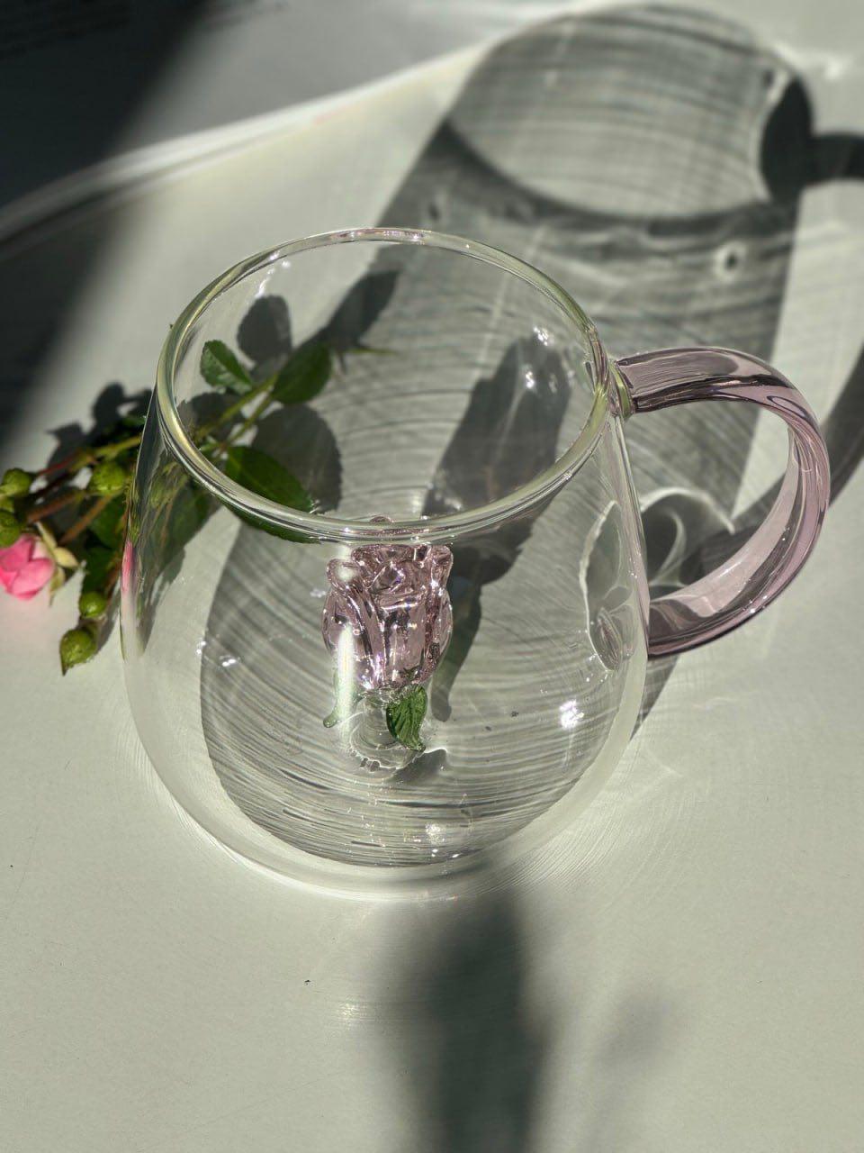 Скляна кружка Рожева троянда 400 мл Прозорий (8030-280) - фото 6 Скляна кружка Рожева троянда 400 мл Прозорий (8030-280) - фото 6