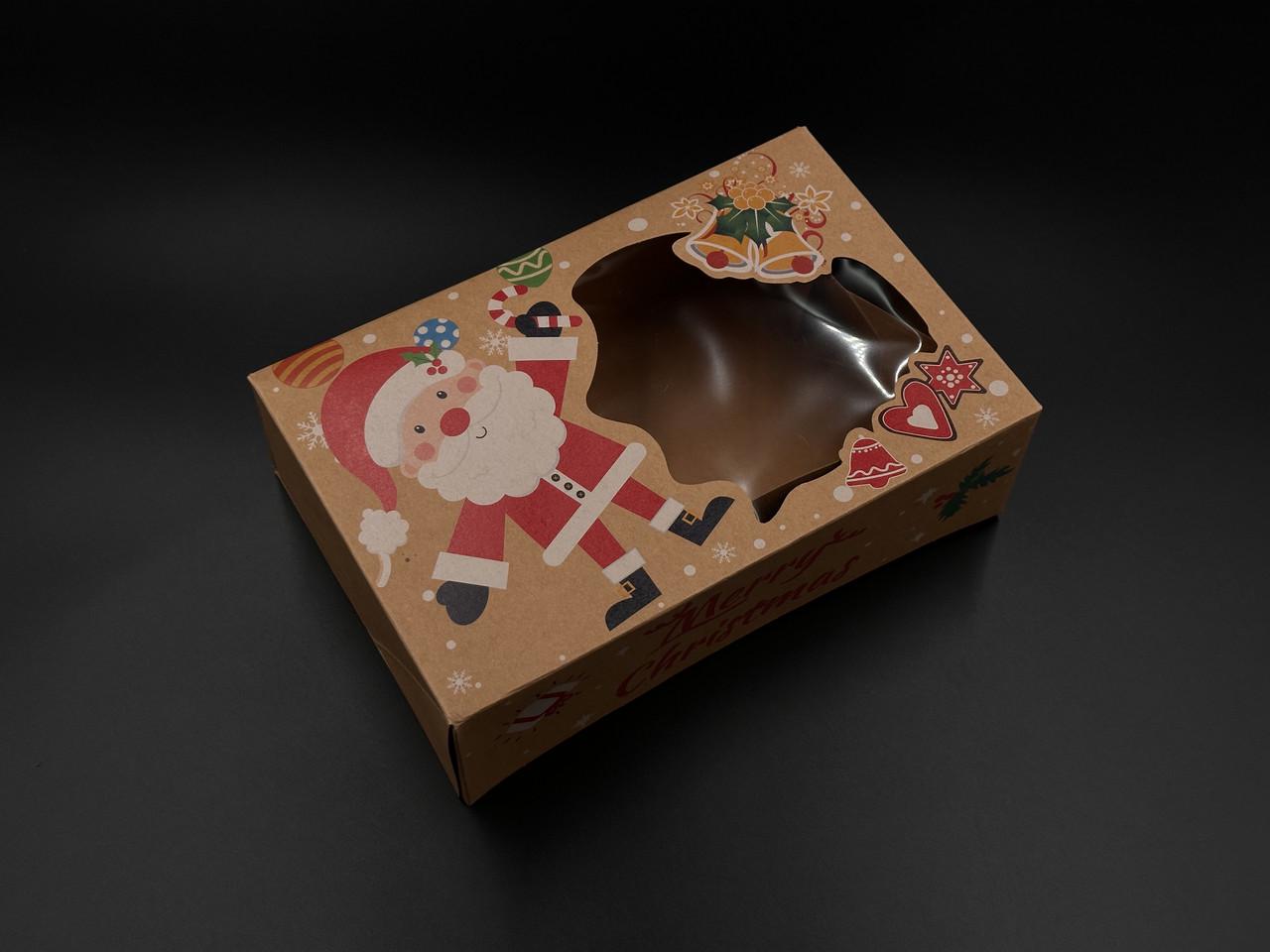 Коробка подарочная со смотровым окошком с принтом Санта Клаус сборная картонная 22х14,5х7 см Крафт (OA-79) - фото 2 Коробка подарочная со смотровым окошком с принтом Санта Клаус сборная картонная 22х14,5х7 см Крафт (OA-79) - фото 2