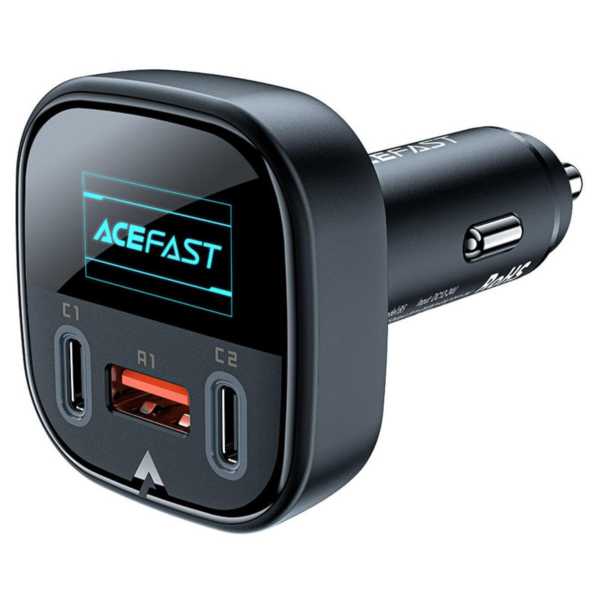 Зарядное устройство автомобильное Acefast B5 101 W 2C+A metal car charger with OLED smart display (AFB5B)