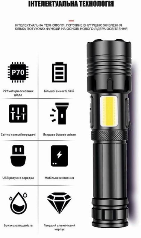 Фонарь ручной Quantum QM-FL1035 Perfect 5W LED zoom 3W COB с Type-C с функцией Power Bank Li-ion 18650/2600 mAh bох (1870685963) - фото 7 Фонарь ручной Quantum QM-FL1035 Perfect 5W LED zoom 3W COB с Type-C с функцией Power Bank Li-ion 18650/2600 mAh bох (1870685963) - фото 7