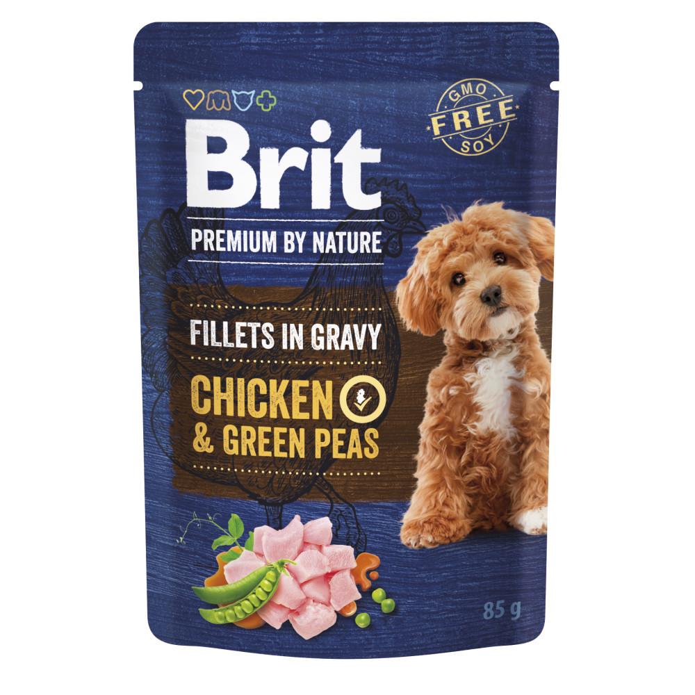 Корм влажный Brit Premium Fillets in Gravy Chicken и Green Peas для собак малых пород с курицей 85 г (8595602572434) Корм влажный Brit Premium Fillets in Gravy Chicken и Green Peas для собак малых пород с курицей 85 г (8595602572434)