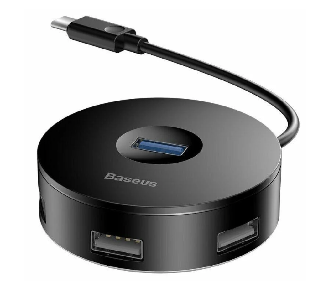 Перехідник концентратор USB Хаб Baseus Round Box HUB Adapter 4USB Чорний