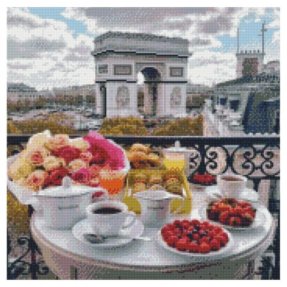 Алмазная мозаика Strateg Завтрак во Франции 50x50 см (GA0008)