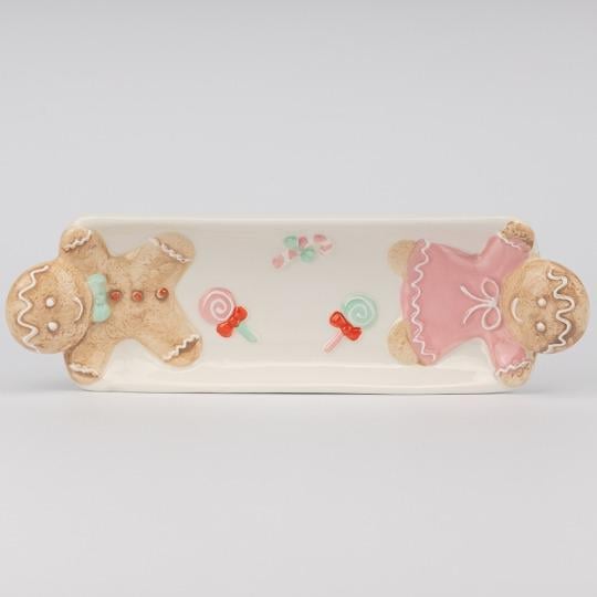 Блюдо новогоднее керамическое Имбирные пряники в розовом 26х10 см (6037-003) Блюдо новогоднее керамическое Имбирные пряники в розовом 26х10 см (6037-003)