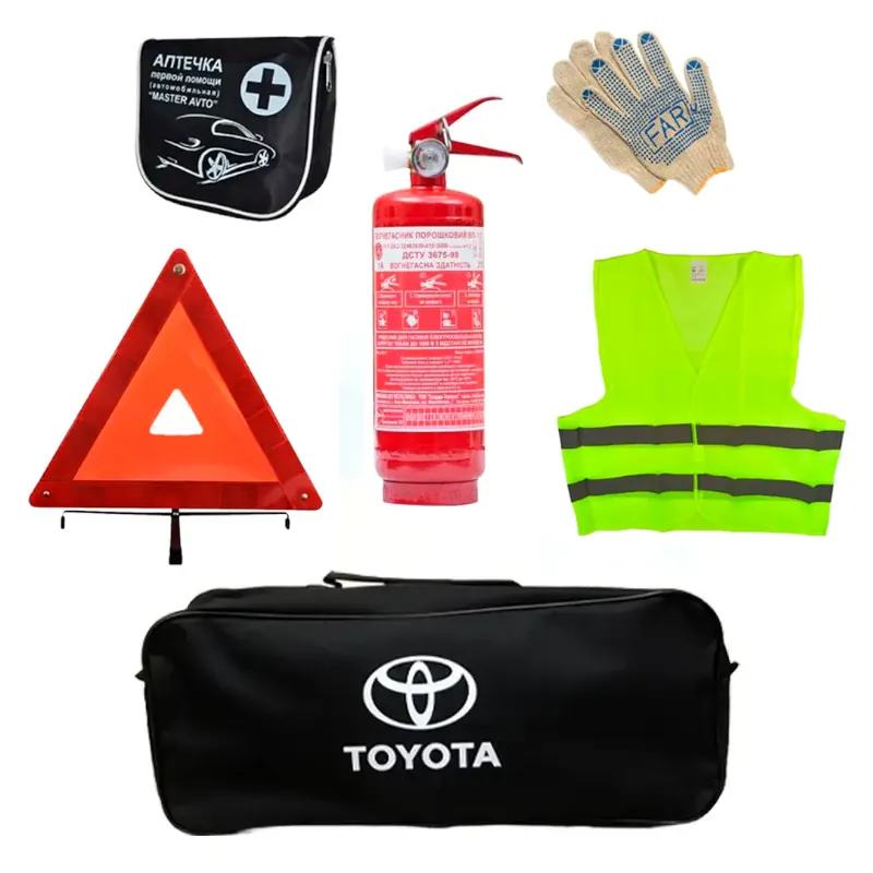 Набор автомобилиста AUTOMIX А25 Toyota огнетушитель 1 кг/знак аварийной остановки/аптечка/жилет