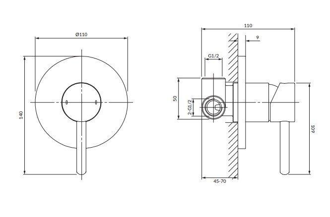 Змішувач для душу прихованого монтажу Omnires Y Graphite (Y1245GR) - фото 2