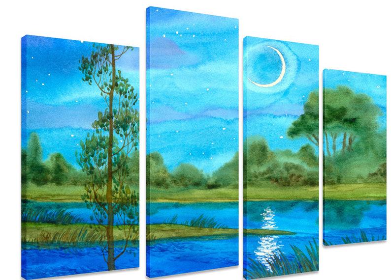 Модульна картина на холсті з чотирьох частин KIL Art Природа Місячна ніч 89x56 см (M4_M_284)