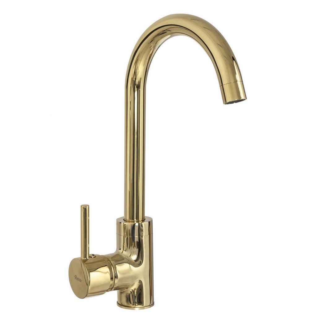 Смеситель для умывальника CUBO REA TALISA GOLD REA-B1020 высокий однорычажный Золотой (133305)