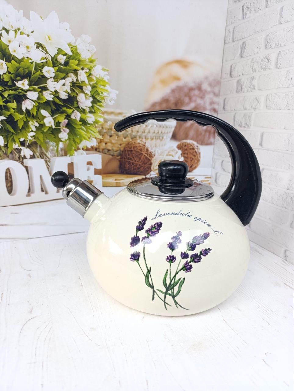 Чайник со свистком Kamille эмелированный 2,5л Белый (KM-1034)