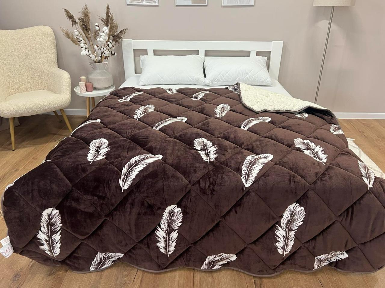 Ковдра з велюру та овчини 195x215 см Коричневий (28740623) - фото 4