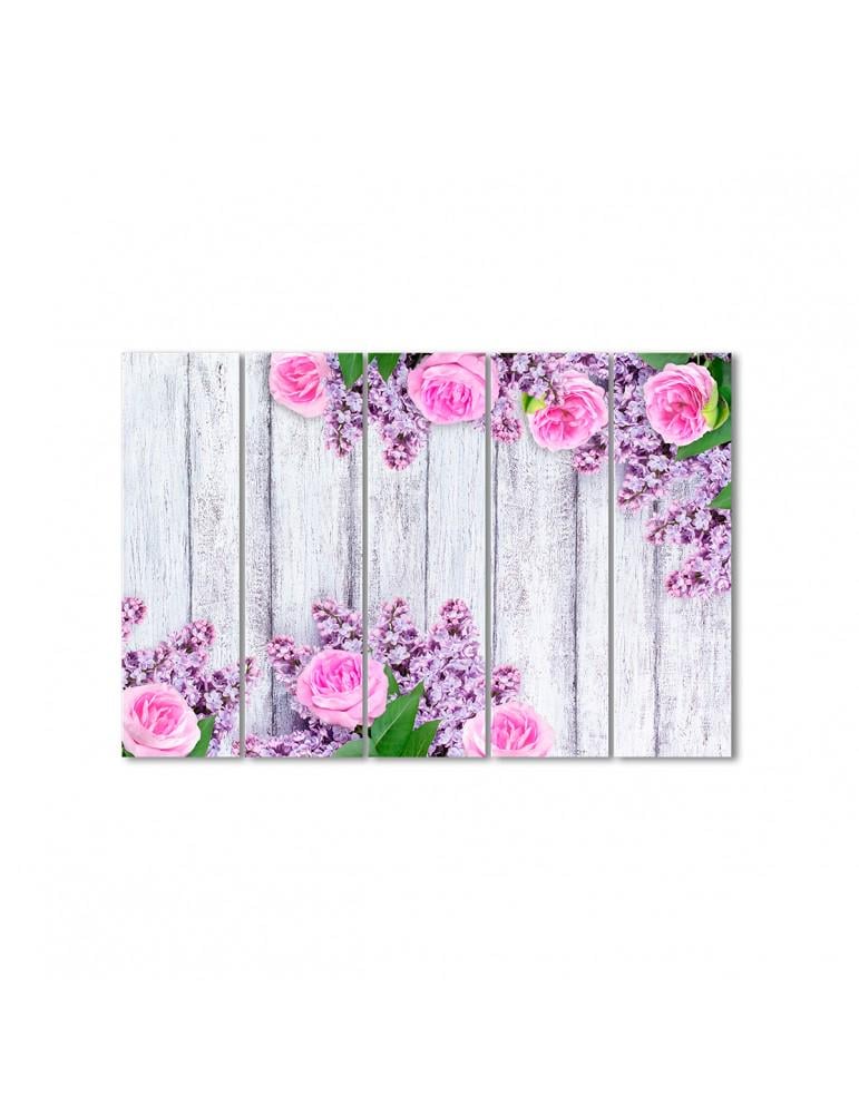 Картина модульная Сирень и розовые розы 5 модулей 70x105 см