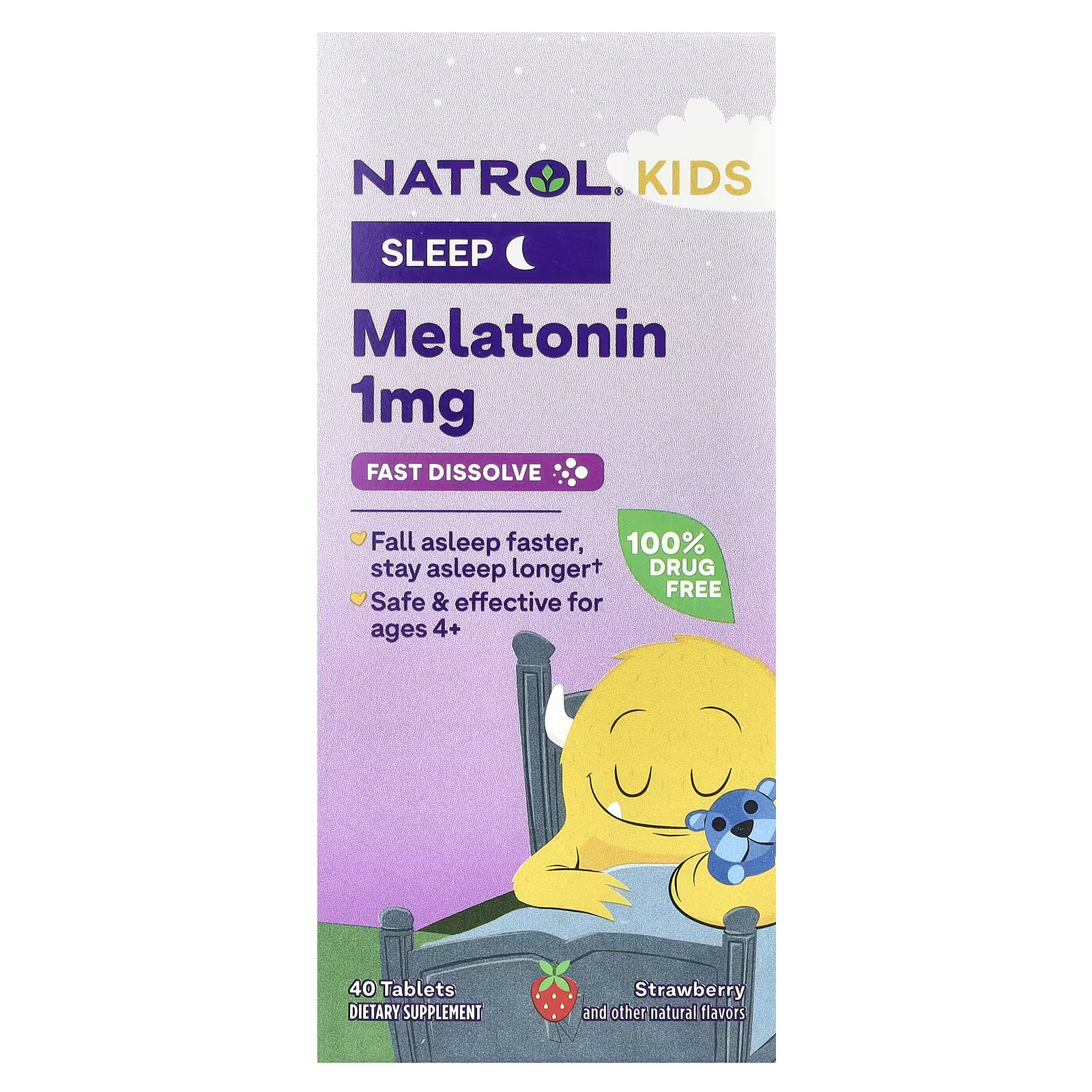 Добавка Natrol Kids Мелатонин для детей от 4 лет клубничный вкус 40 таблеток (NTL-07529)