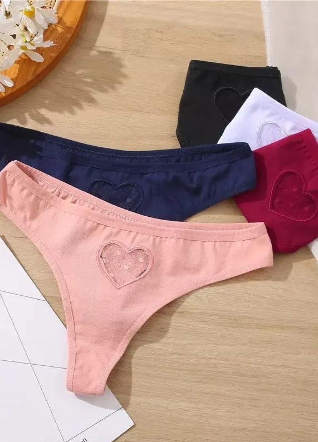 Комплект женских трусиков-стринг FINETOO Хрупкое сердце S р. 42 5 шт. Комбинированный