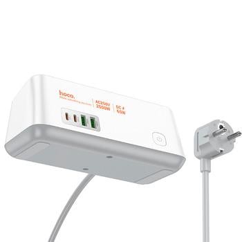 Фильтр Hoco электрический удлинитель, зарядка для устройств 2U/3P/2C 2 м Белый (AC23) - фото 2 Фильтр Hoco электрический удлинитель, зарядка для устройств 2U/3P/2C 2 м Белый (AC23) - фото 2