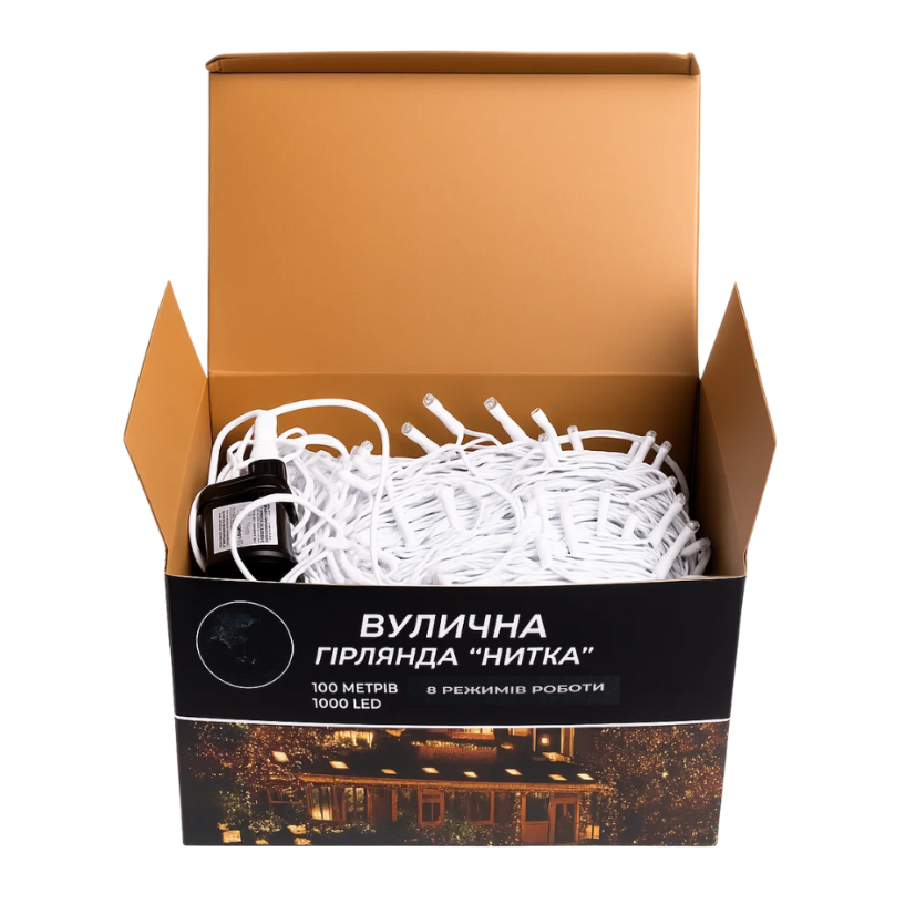 Гирлянда нить уличная 1000 LED 100 м от сети белая нить Желтый - фото 6 Гирлянда нить уличная 1000 LED 100 м от сети белая нить Желтый - фото 6