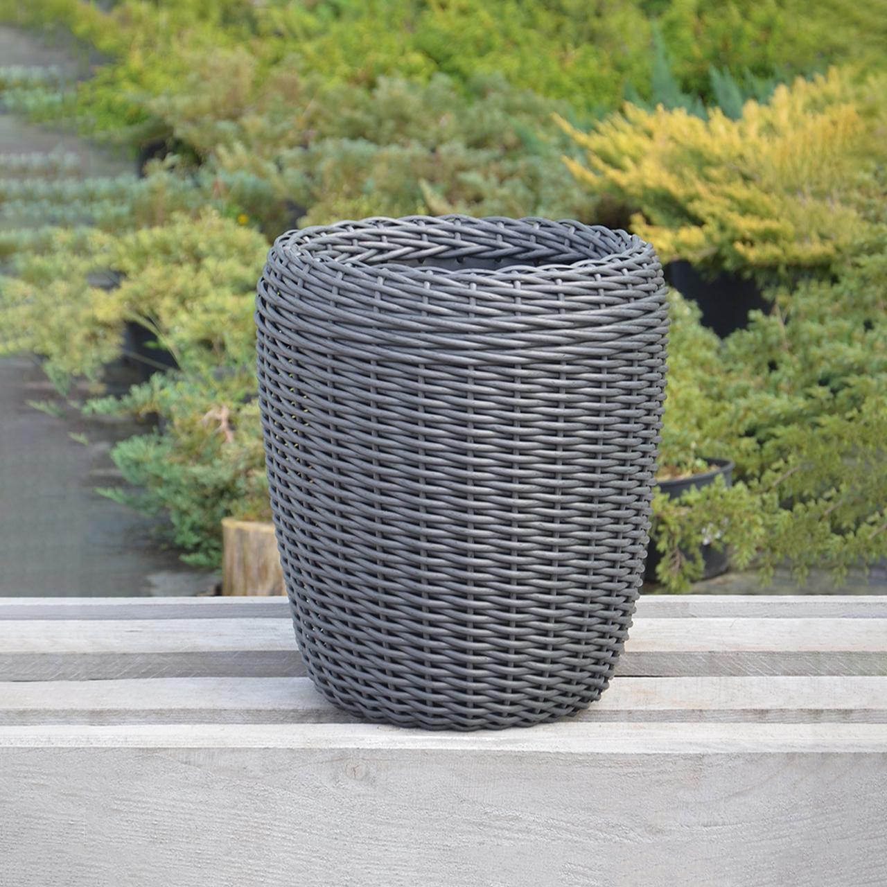 Кашпо високе для квітів та рослин з штучного ротангу/ручної роботи 16 л Графитовий - фото 2 Кашпо високе для квітів та рослин з штучного ротангу/ручної роботи 16 л Графитовий - фото 2