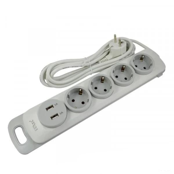 Удлинитель четырехместный сетевой Luxel Nota 2хUSB с заземлением и выключателем 3 м (27848961)