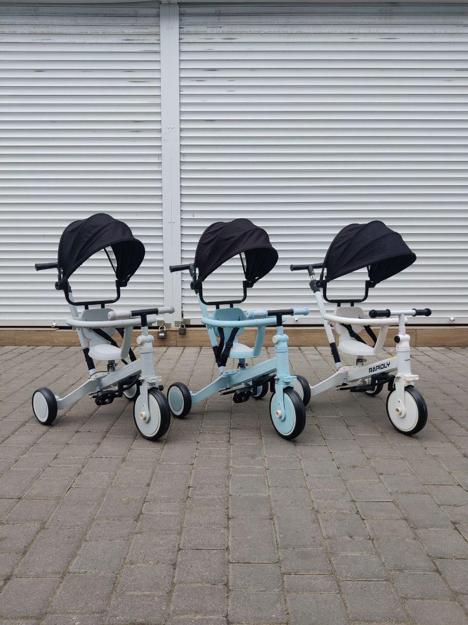 Дитячий велосипед коляска 3в1 Rapidly NN519 із батьківською ручкою на 3 колесах з дашком Блакитний з чорним (NN519r-s1) - фото 4 Дитячий велосипед коляска 3в1 Rapidly NN519 із батьківською ручкою на 3 колесах з дашком Блакитний з чорним (NN519r-s1) - фото 4