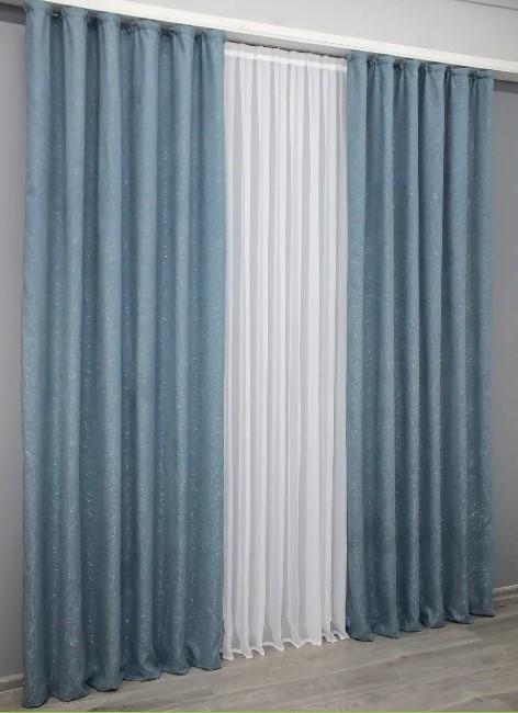 Комплект штор лен 1,5х2,9 м 2 шт. Синий (1325ш)