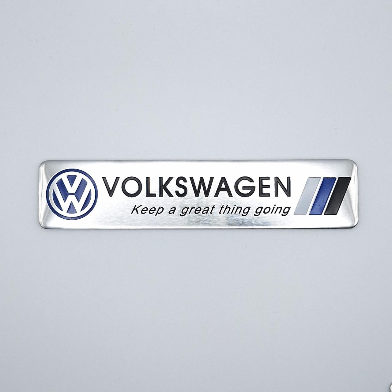 Эмблема алюминиевая Volkswagen Keep a great thing going 12х2,6 см Синий (2035490290)