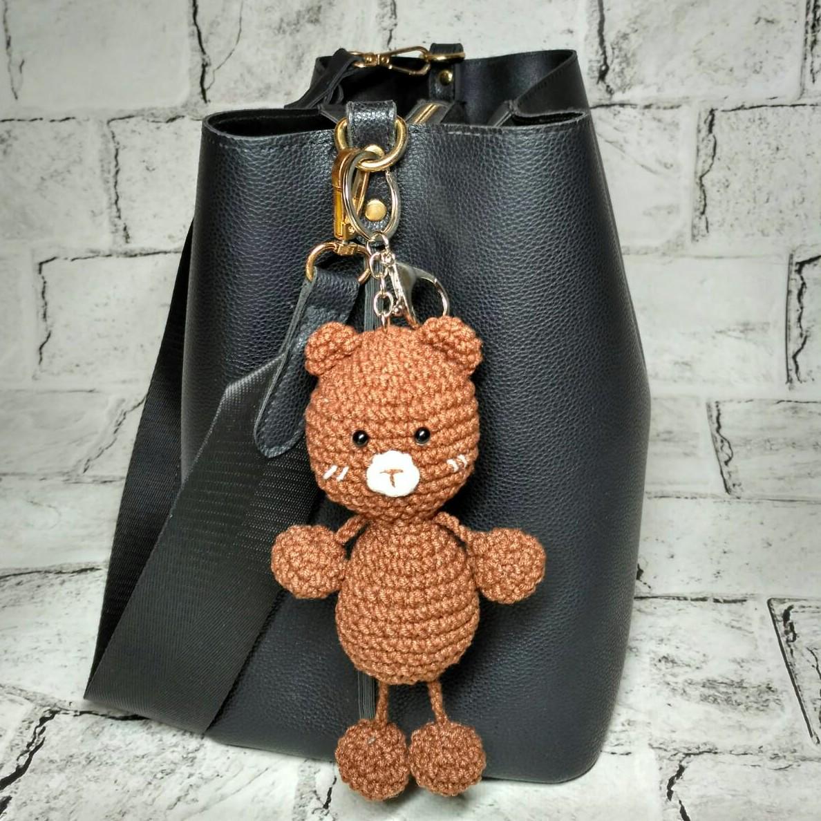 Брелок Мишка вязаный ручной работы амигуруми Hand Made 16х4 см (218-3)