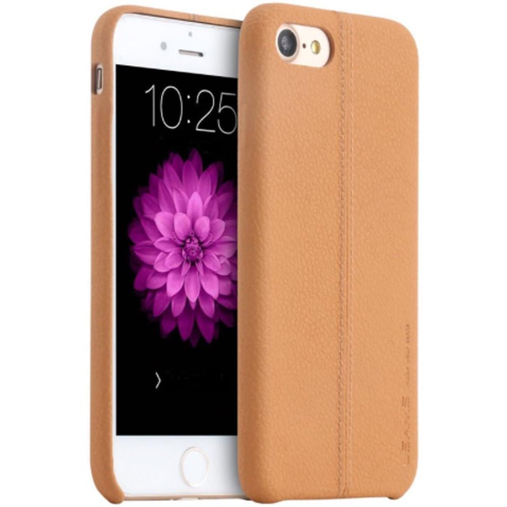 Кожанный чехол накладка Usams Joe Series for iPhone 7/8/SE, Light Brown