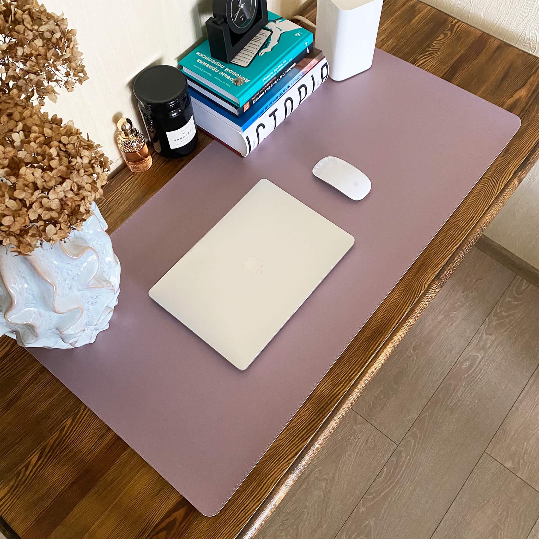 Настольное покрытие-бювар из эко-кожи 900х450х2 мм Лавандовый/Розовый - фото 3