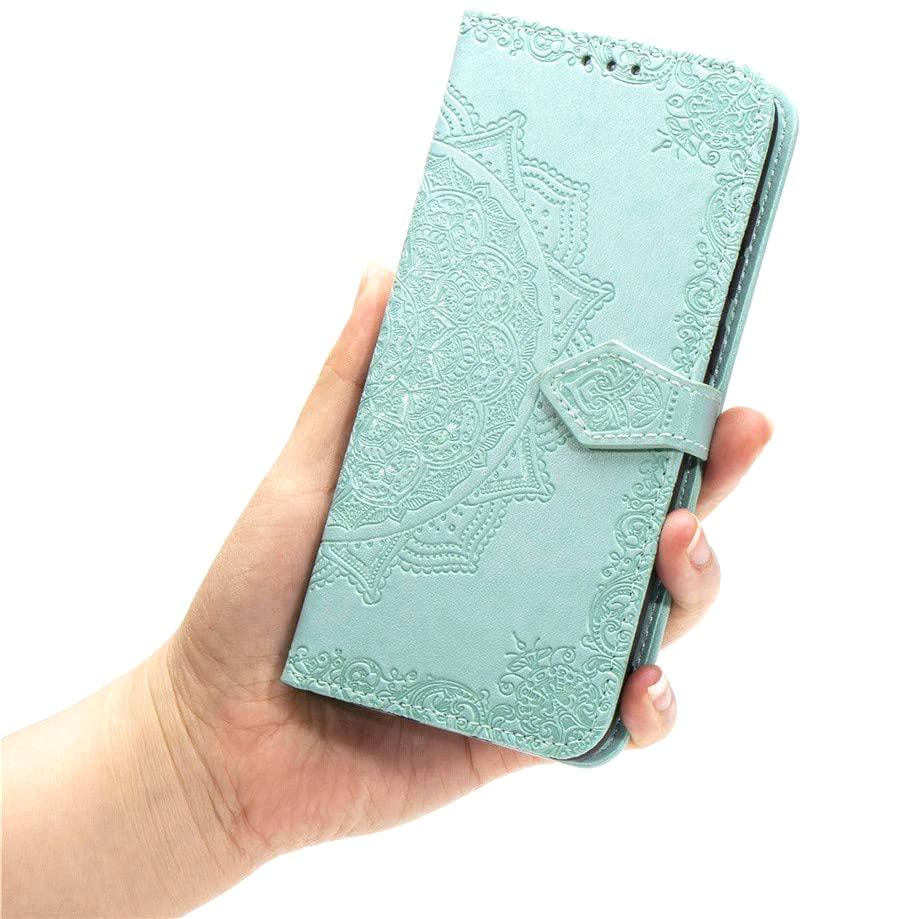 Кожаный чехол (книжка) Art Case с визитницей для Xiaomi Redmi Note 9s/Note 9 Pro/Note 9 Pro Max Бирюзовый - фото 3