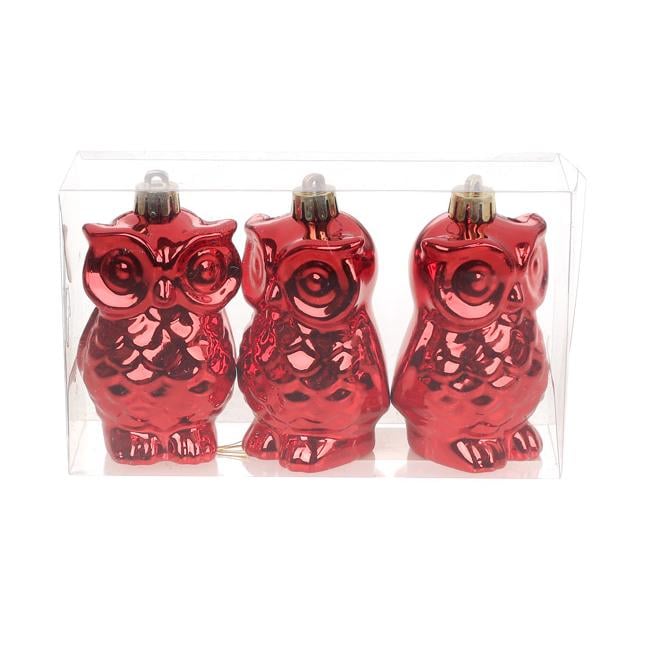 Набор елочных украшений Сова BonaDi 3 шт. Красный (147-500)