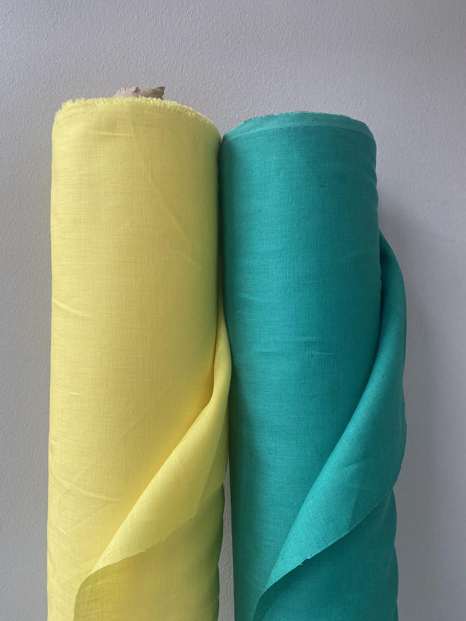 Тканина LINEN PLUS лляна натуральна 143 см 1490 Жовтий - фото 3