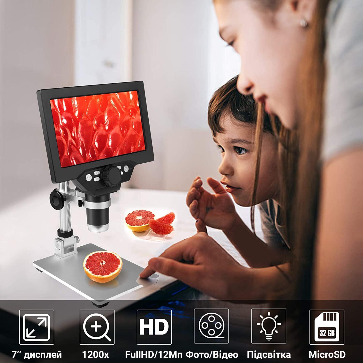 Мікроскоп цифровий на штативі Gaosuo G1200HD з LCD екраном і підсвічуванням - фото 13