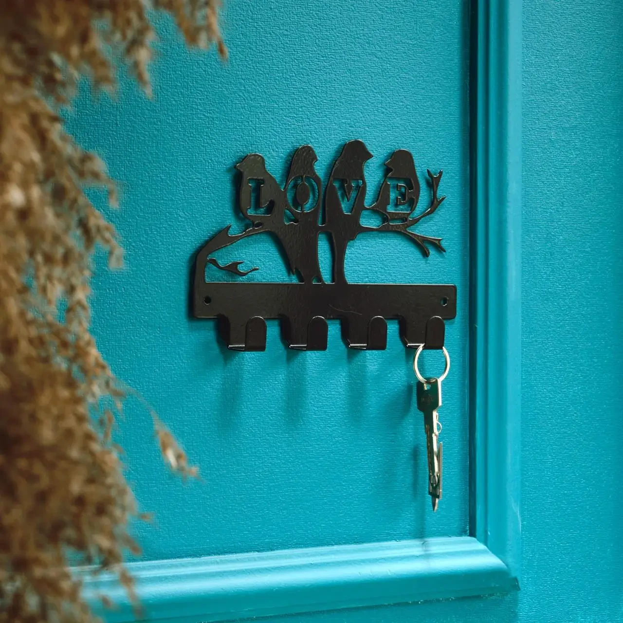 Ключница настенная Птицы LOVE металлическая на 4 крючка 20х13 см Черный (KZ-20) Ключница настенная Птицы LOVE металлическая на 4 крючка 20х13 см Черный (KZ-20)