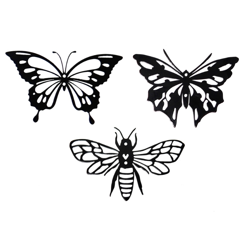 Декор для беседки/сада/двора набор бабочек из металла 3 (DCR079)