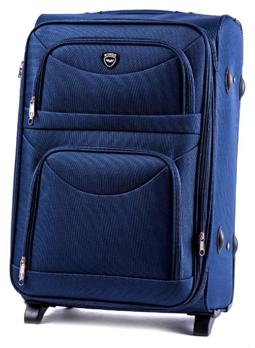 Чемодан тканевый Wings 6802 большой 2 колеса Темно-синий (Vt00001)