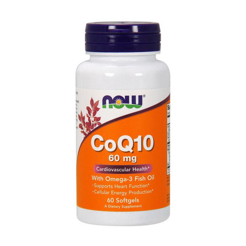 Коэнзим Q10 NOW Foods CoQ-10 60 mg with Omega-3 Fish Oil 60 softgels
