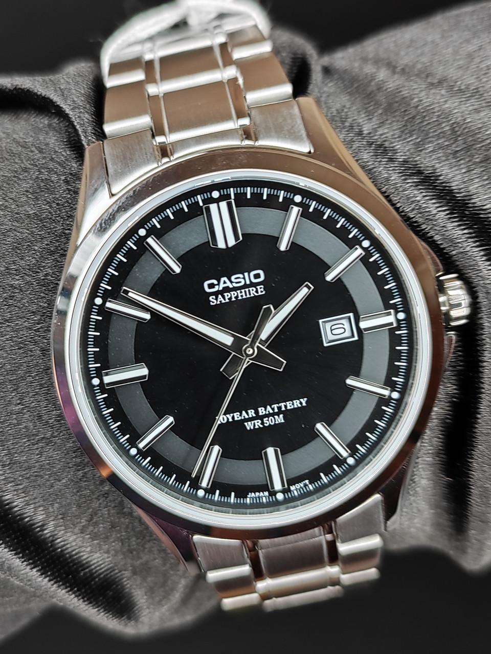 Наручные часы мужские Casio MTS-100D-1A Timeless Collection с сапфировым стеклом Черный (2668164417)