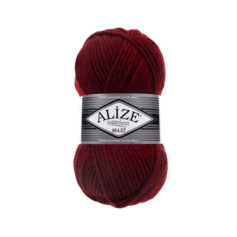 Пряжа Alize SuperLana Maxi 57 Бордовий