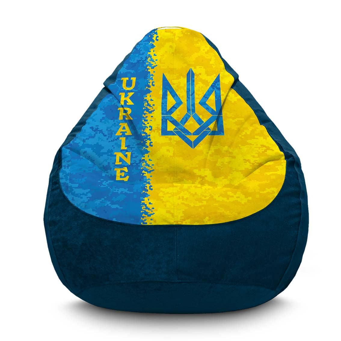 Кресло мешок iPuff Украина Пиксель Флок XL 80x110 см Темно-синий