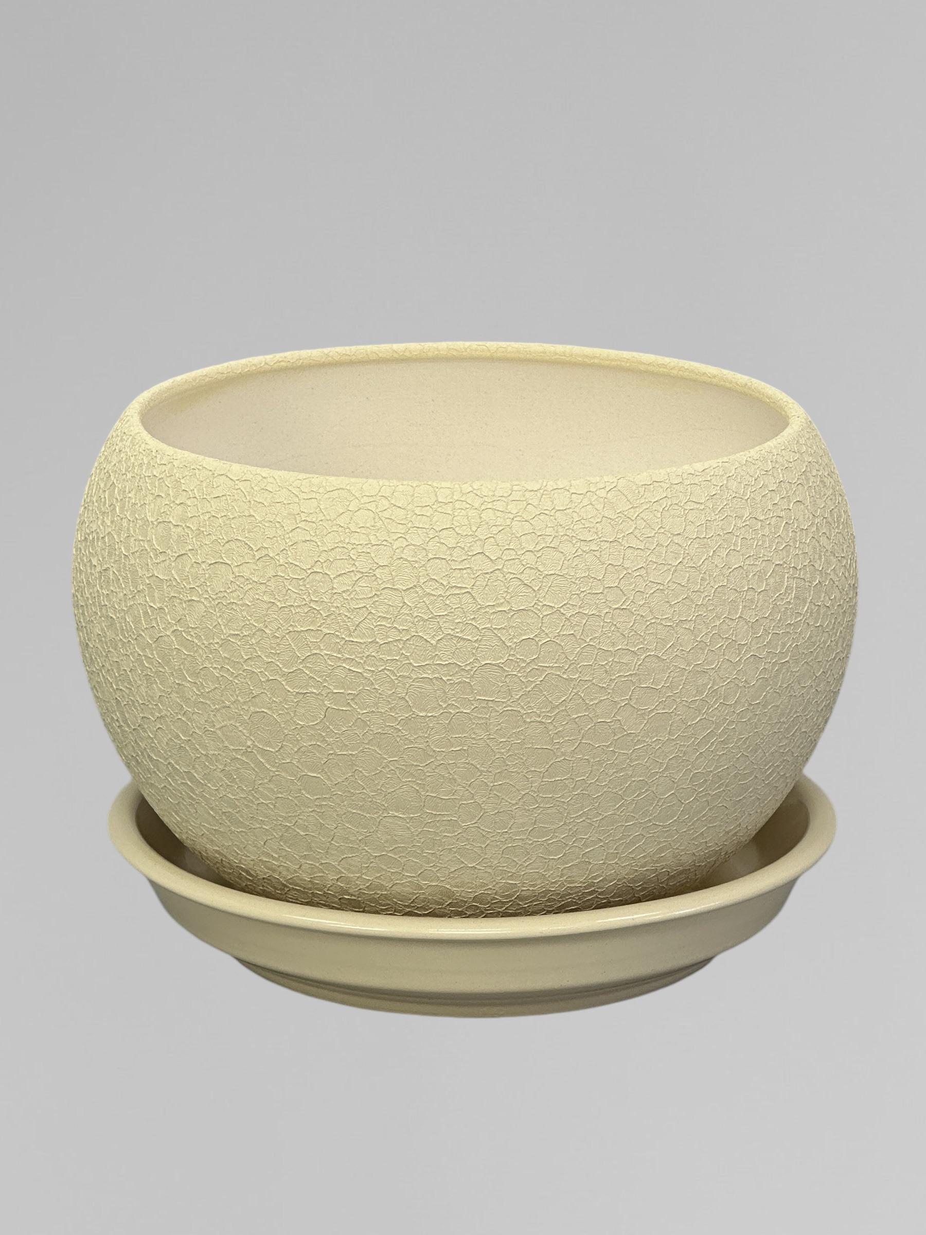 Горщик для квітів керамічний Куля шовк 1,4 л Бежевий (Г01002) - фото 2 Горщик для квітів керамічний Куля шовк 1,4 л Бежевий (Г01002) - фото 2