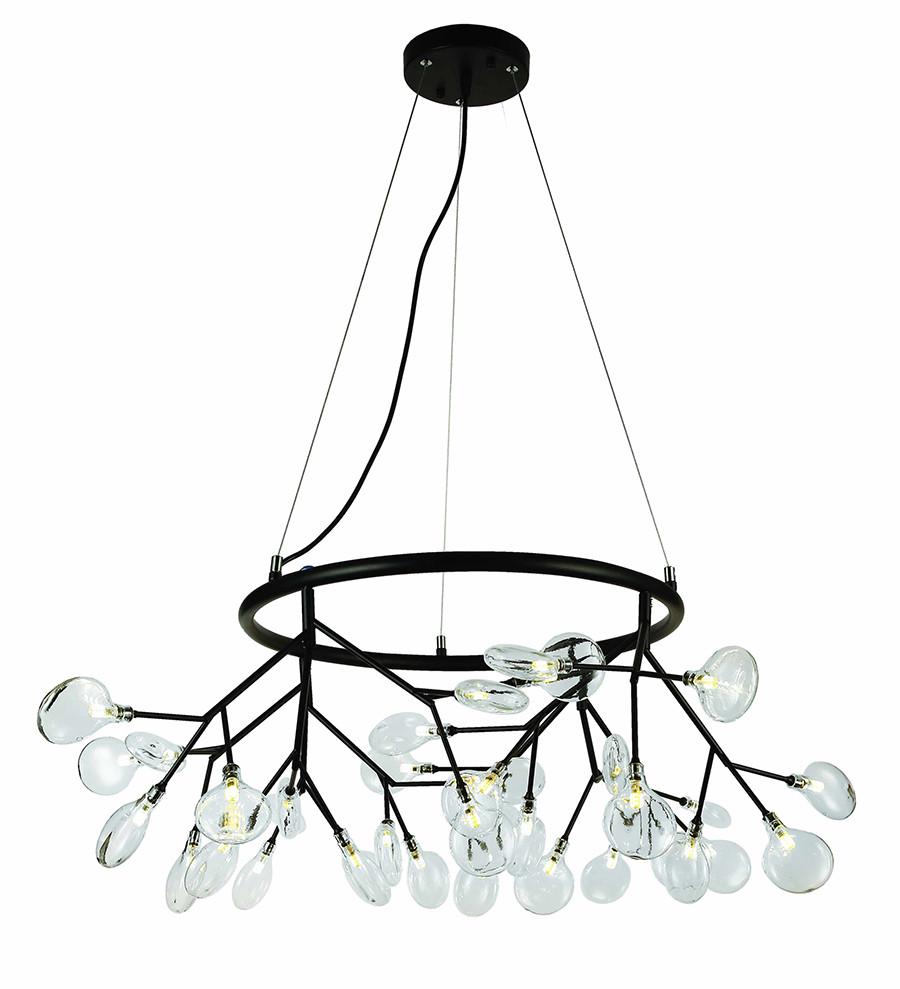 Люстра Levistella 918LP263-36 BK+CL с плафонами лепестками Черный/Прозрачный (1887931638)