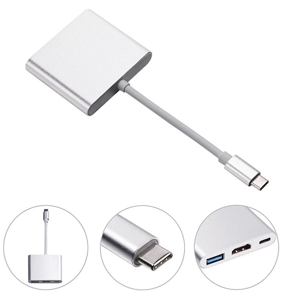 Адаптер Kotion Each USB 3.1 Type-C - HDMI/USB 3.0/USB Type-C Silver (CC-UCTHU3UCA-S) - фото 3