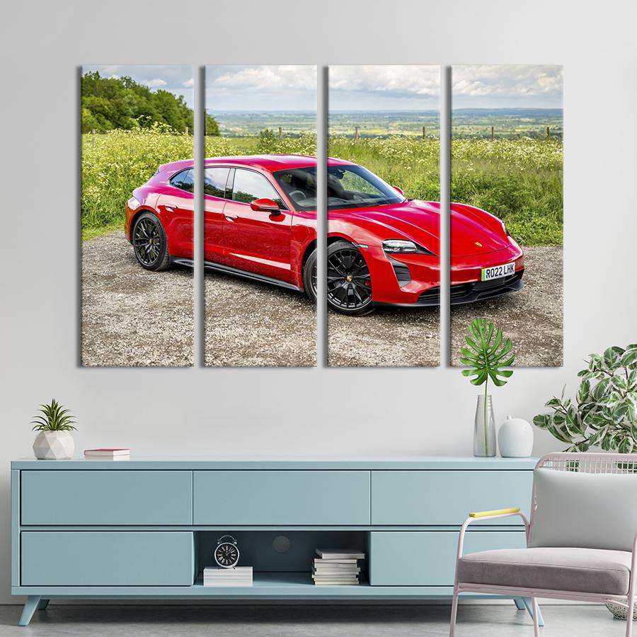 Картина на холсте Люксовое авто Porsche Taycan 89x53 см (1386-41)