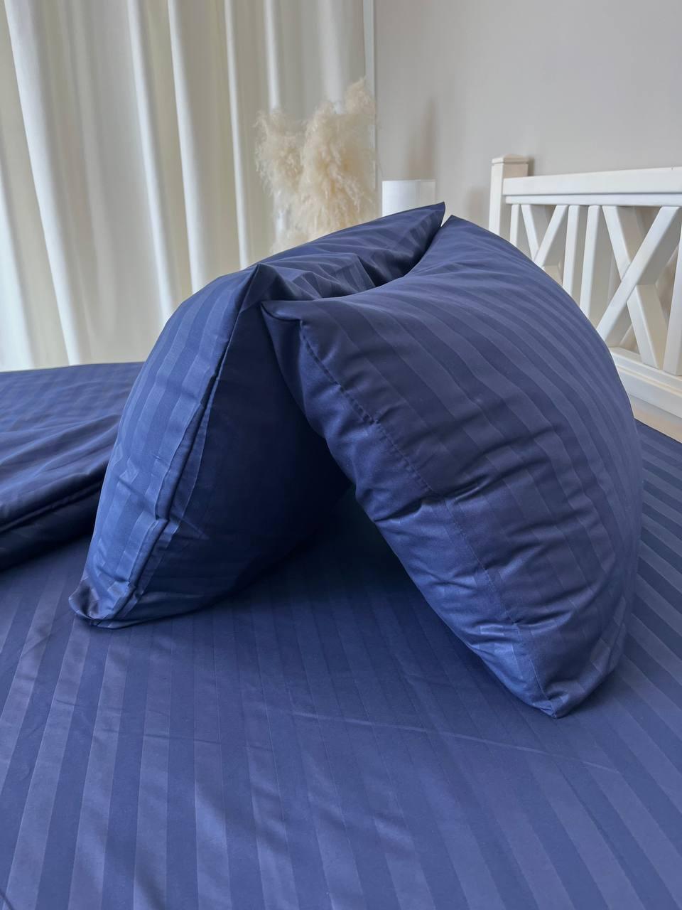Комплект постельного белья ZHN полуторный страйп сатин 150х220 см Темно-синий - фото 8 Комплект постельного белья ZHN полуторный страйп сатин 150х220 см Темно-синий - фото 8