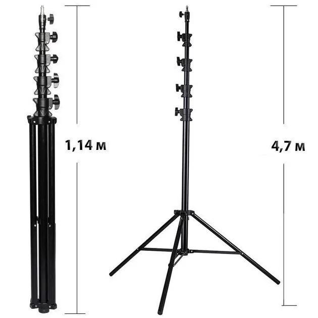 Штатив-тренога универсальный для софтбокса/кольцевой лампы/камеры 4,7 м (00012) - фото 2