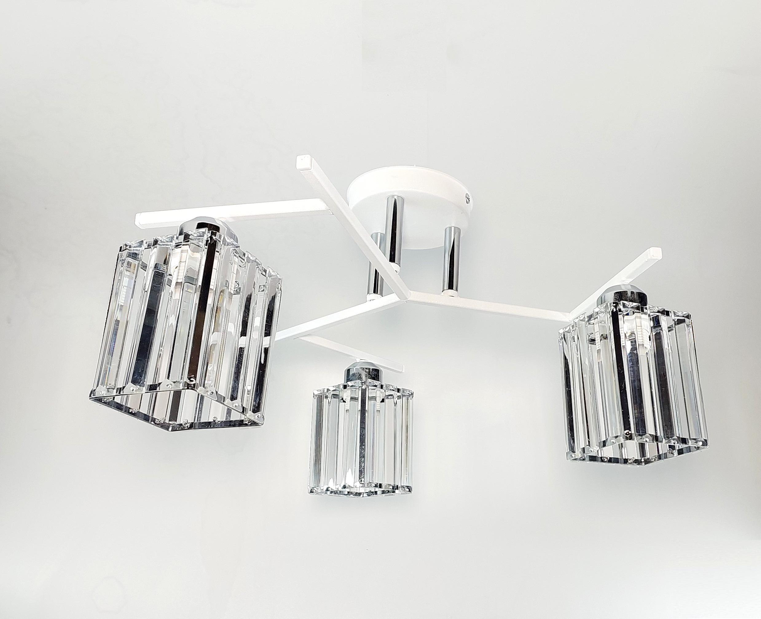 Люстра потолочная Лофт 3278/3 на три плафона металлическая Белый