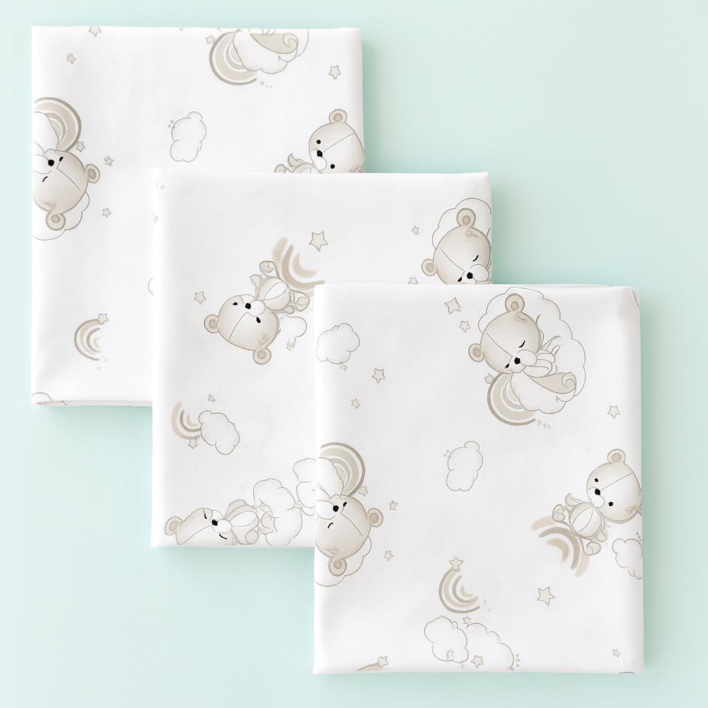 Пеленки детские BST Мишки ситцевые хлопок в роддом 3 шт. 100х80 см Бежевый (2660289342)